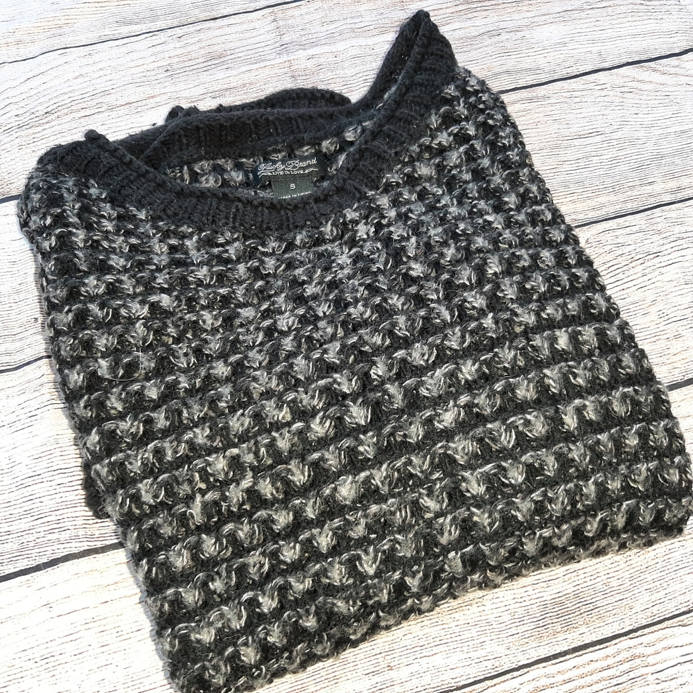Lucky Brand Open Weave Black and Gray Sweater SM - Picture 5 of 12